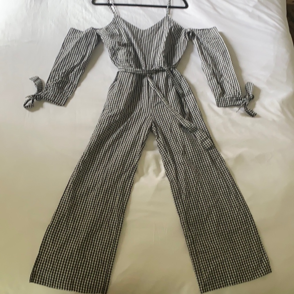 Black and white plaid jumpsuit
